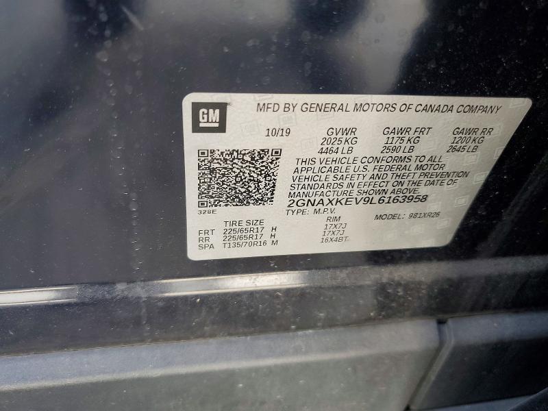 Aukcja sprzedaży 2020 Chevrolet Equinox, vin: 2GNAXKEV9L6163958, numer aukcji: 45480726