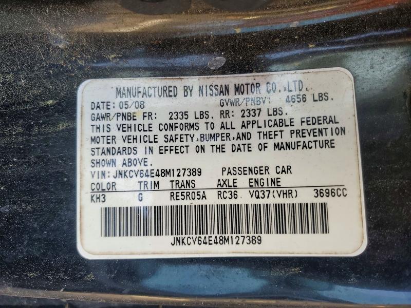 46648726 :رقم المزاد ، JNKCV64E48M127389 vin ، 2008 Infiniti G37 مزاد بيع
