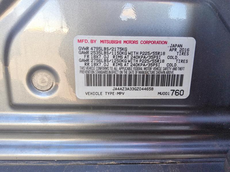 Продаж на аукціоні авто 2016 Mitsubishi Outlander, vin: JA4AZ3A33GZ044658, номер лоту: 47615786