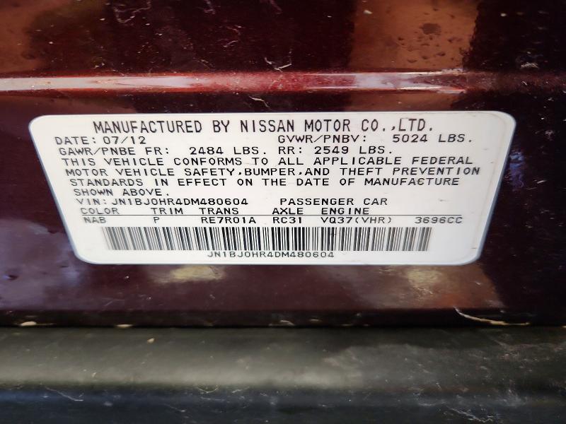 Продажа на аукционе авто 2013 Infiniti Ex37, vin: JN1BJ0HR4DM480604, номер лота: 46748456