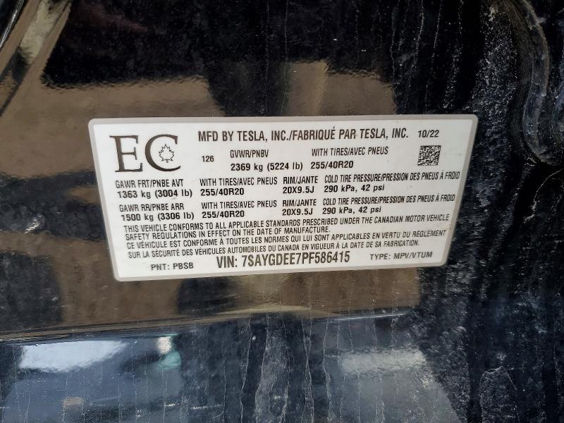 Продаж на аукціоні авто 2023 Tesla Model Y, vin: 7SAYGDEE7PF586415, номер лоту: 45818266