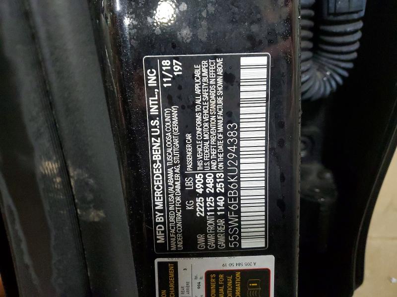 Продаж на аукціоні авто 2019 Mercedes-benz C, vin: 55SWF6EB6KU294383, номер лоту: 46739246