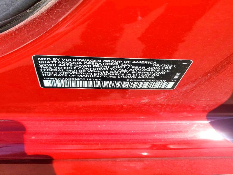47779266 :رقم المزاد ، 1VWSA7A39MC018764 vin ، 2021 Volkswagen Passat مزاد بيع