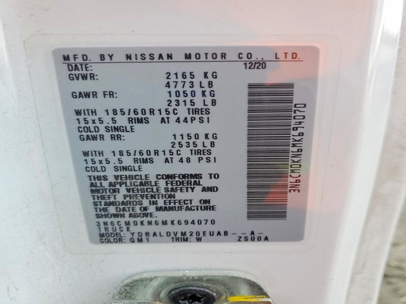 79433665 :رقم المزاد ، 3N6CM0KN6MK694070 vin ، 2021 Nissan Nv200 مزاد بيع