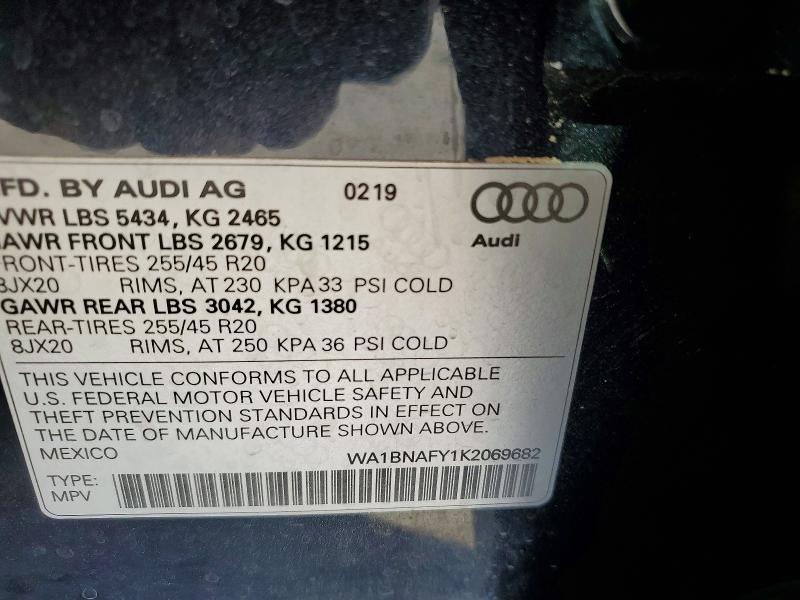 Aukcja sprzedaży 2019 Audi Q5, vin: WA1BNAFY1K2069682, numer aukcji: 79488225
