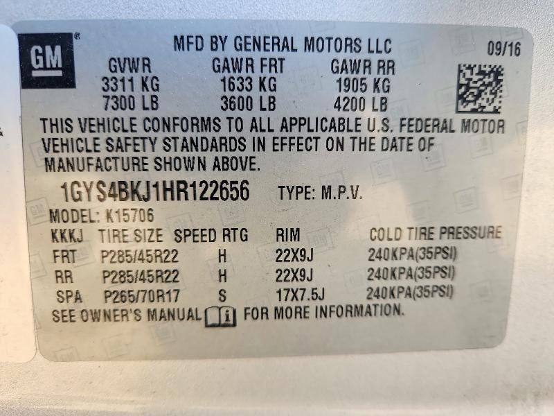 Aukcja sprzedaży 2017 Cadillac Escalade, vin: 1GYS4BKJ1HR122656, numer aukcji: 47949236