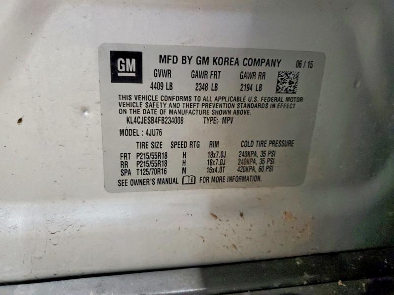 Aukcja sprzedaży 2015 Buick Encore, vin: KL4CJESB4FB234008, numer aukcji: 45826356