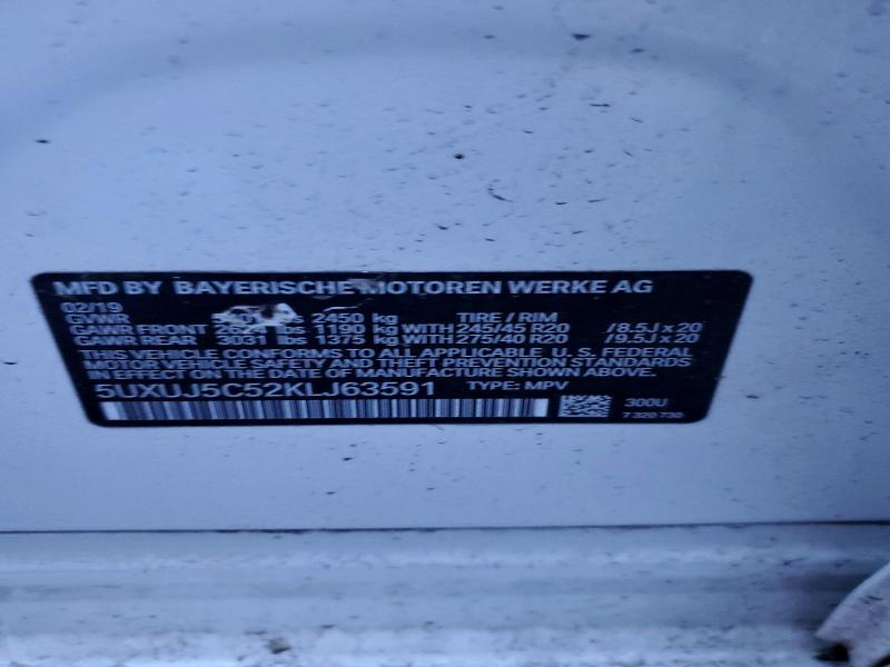 45929236 :رقم المزاد ، 5UXUJ5C52KLJ63591 vin ، 2019 Bmw X4 مزاد بيع