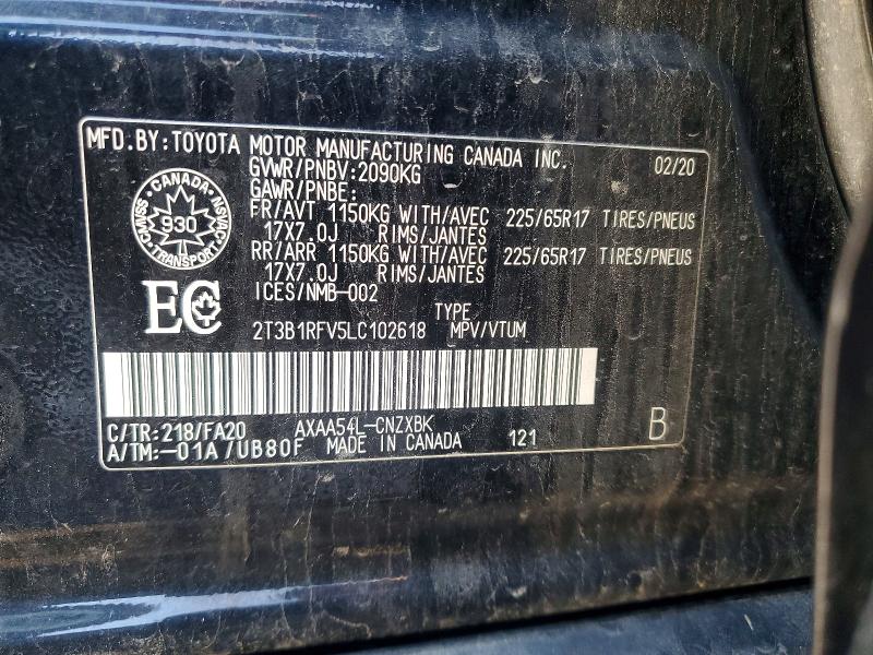 Aukcja sprzedaży 2020 Toyota Rav4 Le, vin: 2T3B1RFV5LC102618, numer aukcji: 41818206
