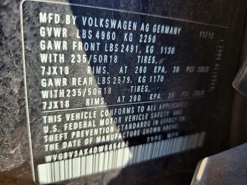 Продажа на аукционе авто 2013 Volkswagen Tiguan, vin: WVGBV3AX4DW565406, номер лота: 48183796