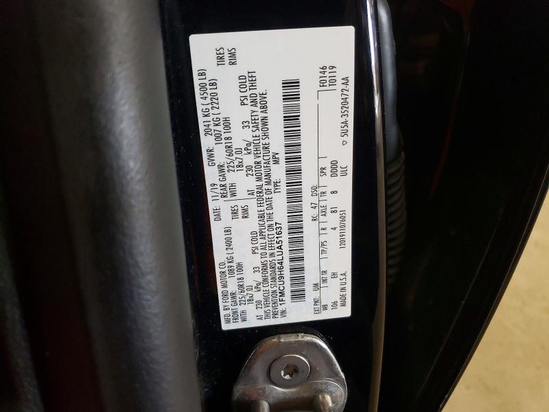 Aukcja sprzedaży 2020 Ford Escape, vin: 1FMCU9H64LUA51637, numer aukcji: 48178826