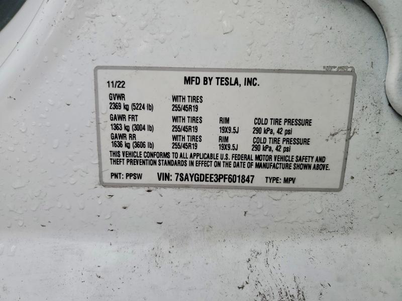 41814176 :رقم المزاد ، 7SAYGDEE3PF601847 vin ، 2023 Tesla Model Y مزاد بيع