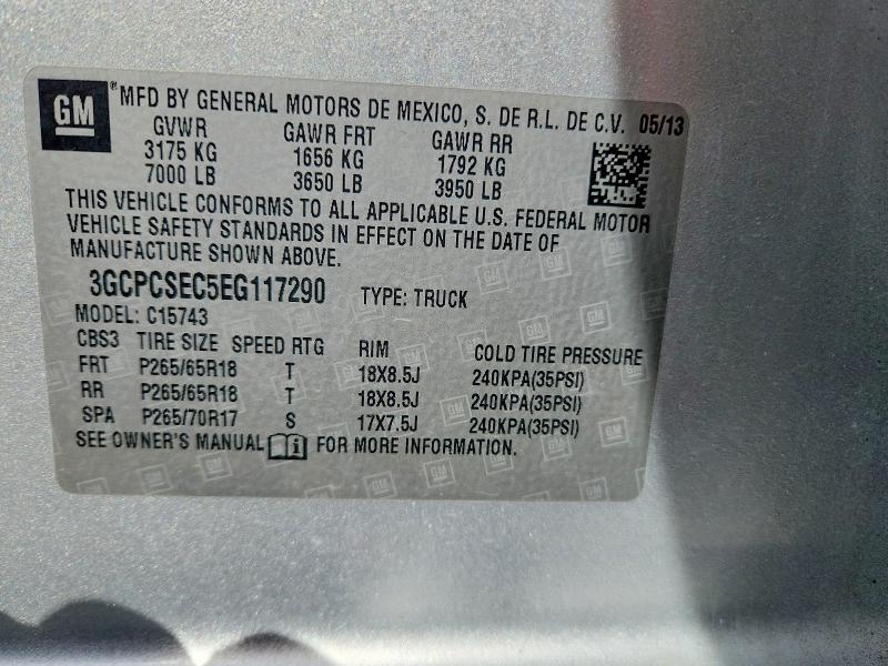 48172806 :رقم المزاد ، 3GCPCSEC5EG117290 vin ، 2014 Chevrolet Silverado مزاد بيع