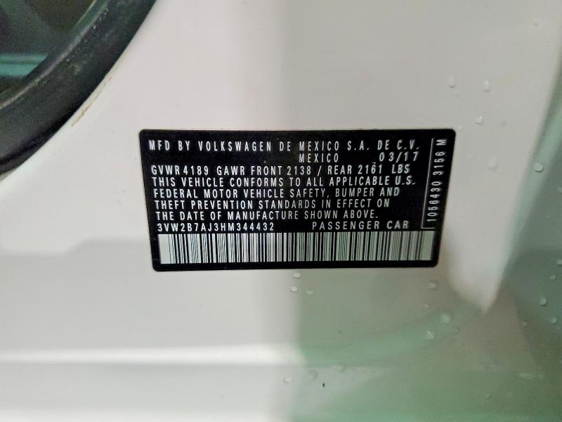 Продаж на аукціоні авто 2017 Volkswagen Jetta, vin: 3VW2B7AJ3HM344432, номер лоту: 46205286