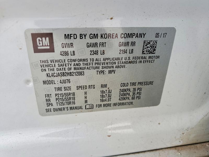 Aukcja sprzedaży 2017 Buick Encore, vin: KL4CJASB2HB212083, numer aukcji: 47924956