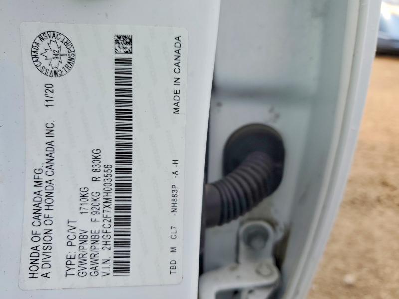 Продаж на аукціоні авто 2021 Honda Civic, vin: 2HGFC2F7XMH003556, номер лоту: 47249756