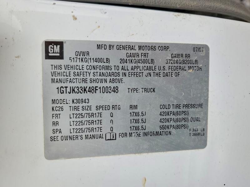 Auction sale of the 2008 Gmc Sierra, vin: 1GTJK33K48F100348, lot number: 46115146