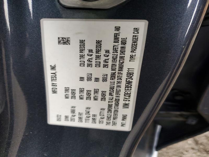Продаж на аукціоні авто 2022 Tesla Model 3, vin: 5YJ3E1EB5NF349811, номер лоту: 45846106