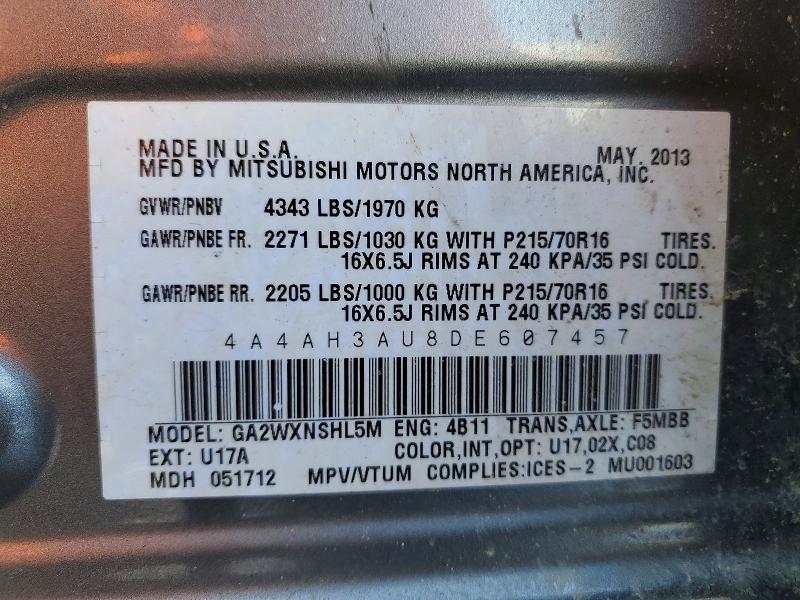 Aukcja sprzedaży 2013 Mitsubishi Rvr, vin: 4A4AH3AU8DE607457, numer aukcji: 79730335