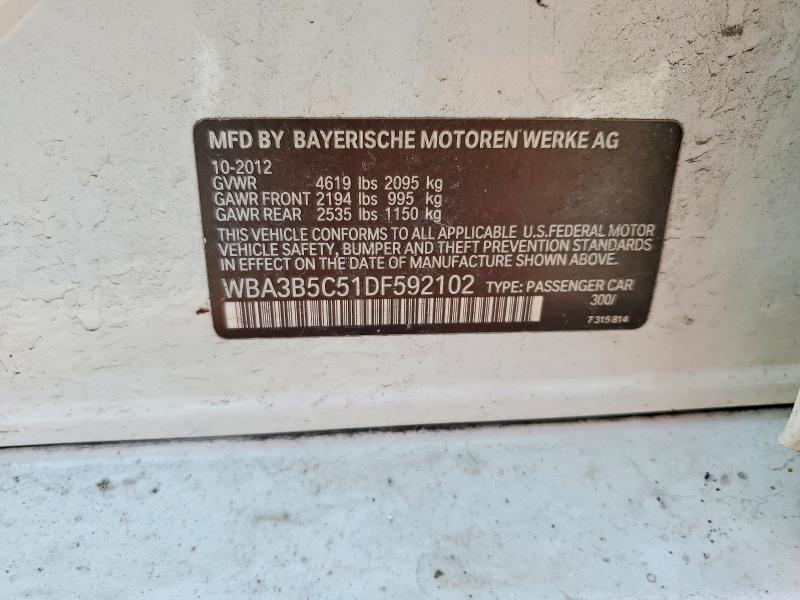 45605486 :رقم المزاد ، WBA3B5C51DF592102 vin ، 2013 Bmw 328 مزاد بيع