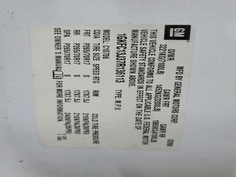 45950786 :رقم المزاد ، 1GKFC13J37R136113 vin ، 2007 Gmc Yukon مزاد بيع