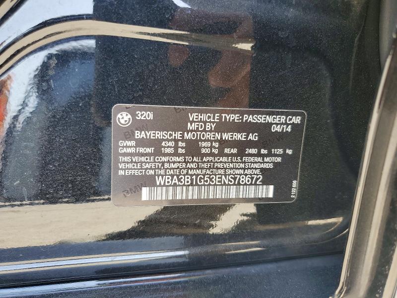 2014 Bmw 320 მანქანა იყიდება აუქციონზე, vin: WBA3B1G53ENS78672, აუქციონის ნომერი: 45564446