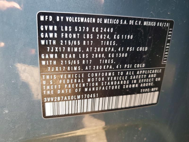 Продажа на аукционе авто 2020 Volkswagen Tiguan, vin: 3VV2B7AX0LM170451, номер лота: 47202016