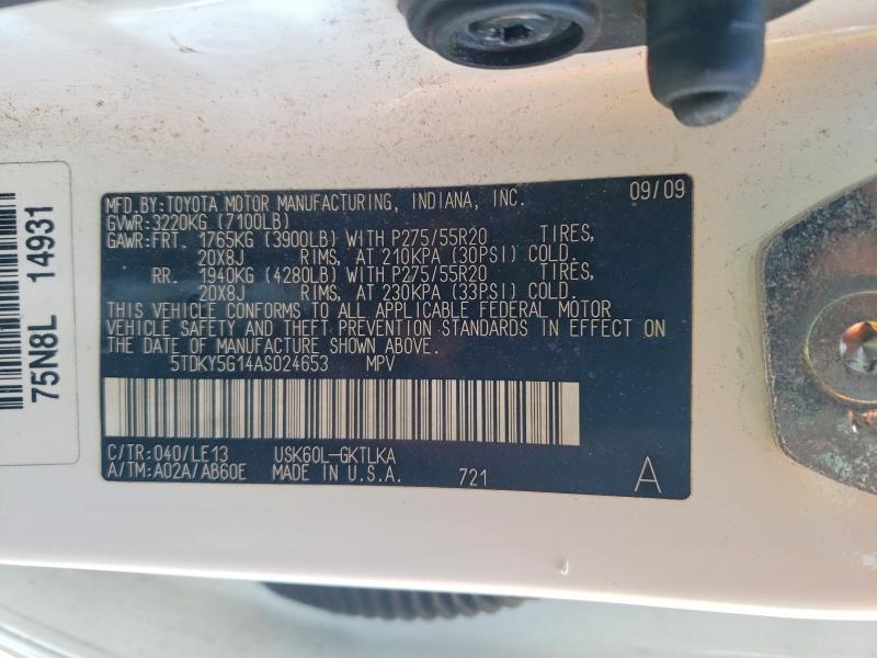 2010 Toyota Sequoia მანქანა იყიდება აუქციონზე, vin: 5TDKY5G14AS024653, აუქციონის ნომერი: 47740596