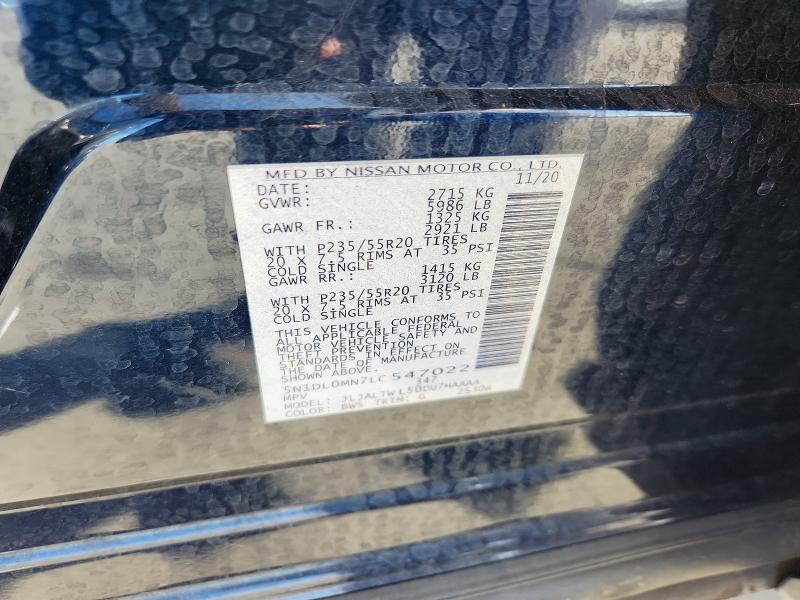 Aukcja sprzedaży 2020 Infiniti Qx60, vin: 5N1DL0MN7LC547022, numer aukcji: 79268895