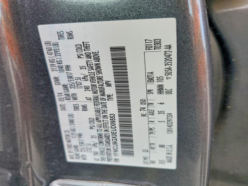 Продаж на аукціоні авто 2014 Ford Escape, vin: 1FMCU9GX0EUD09553, номер лоту: 45608226