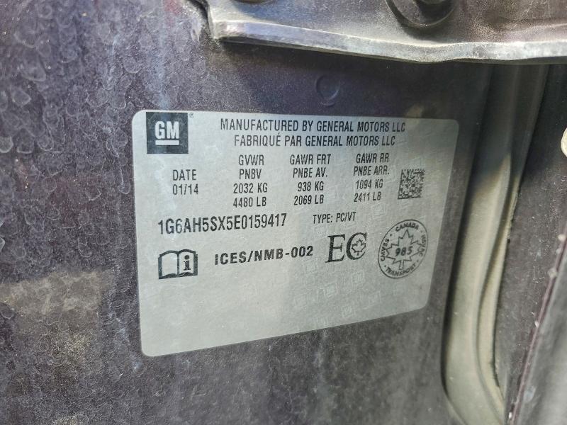 47185276 :رقم المزاد ، 1G6AH5SX5E0159417 vin ، 2014 Cadillac Ats مزاد بيع