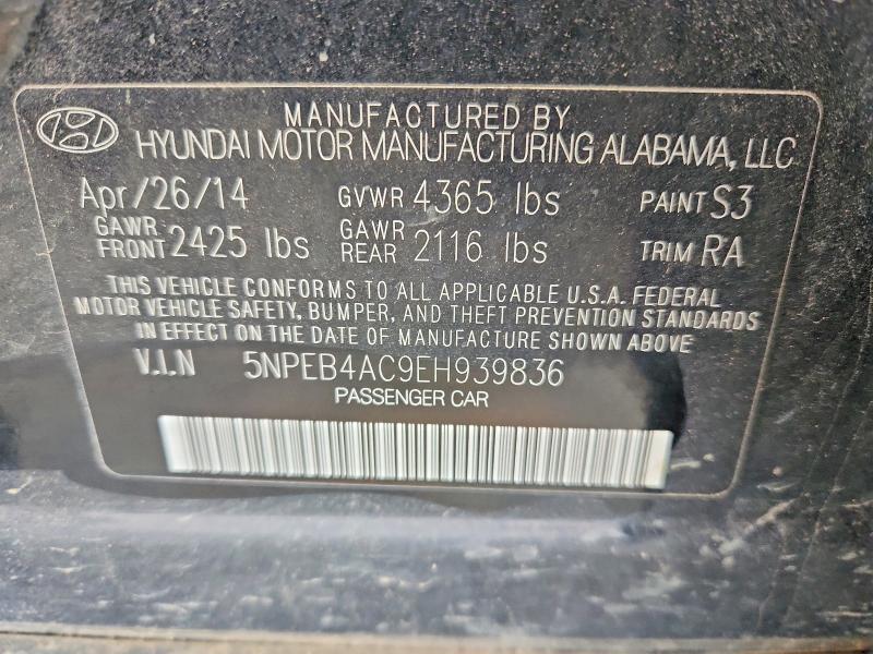 79230395 :رقم المزاد ، 5NPEB4AC9EH939836 vin ، 2014 Hyundai Sonata مزاد بيع
