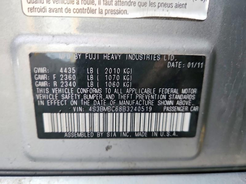 Aukcja sprzedaży 2011 Subaru Legacy, vin: 4S3BMBC68B3240519, numer aukcji: 79993875