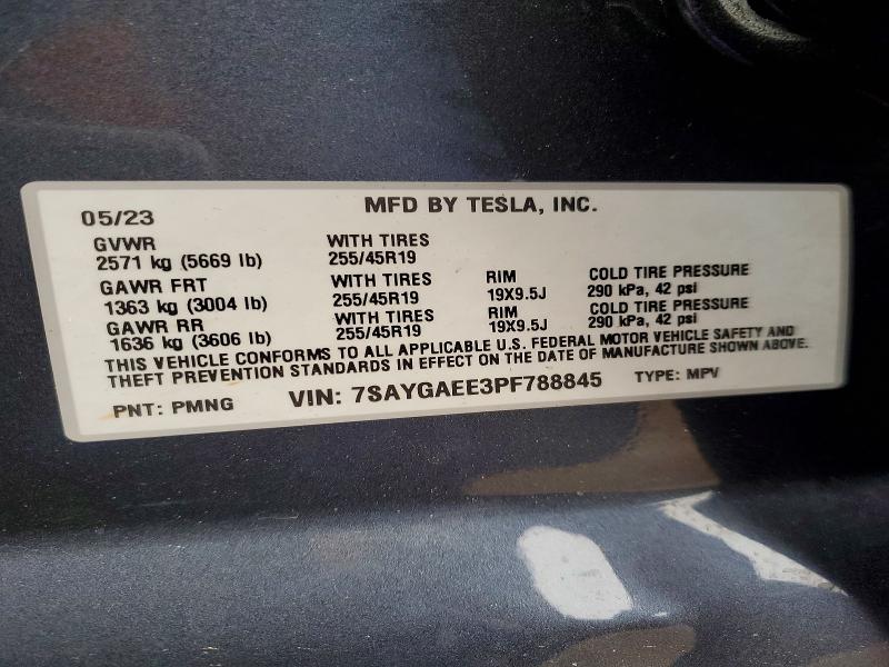 2023 Tesla Model Y მანქანა იყიდება აუქციონზე, vin: 7SAYGAEE3PF788845, აუქციონის ნომერი: 45615846