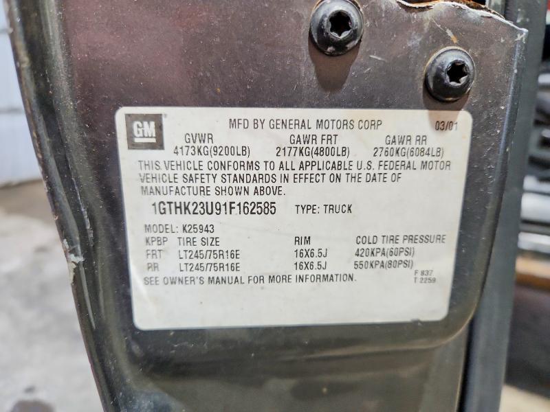 Aukcja sprzedaży 2001 Gmc Sierra, vin: 1GTHK23U91F162585, numer aukcji: 41986846
