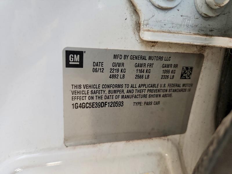 2013 Buick Lacrosse მანქანა იყიდება აუქციონზე, vin: 1G4GC5E39DF120593, აუქციონის ნომერი: 46938286