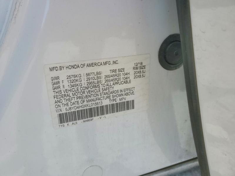 Aukcja sprzedaży 2019 Acura Mdx, vin: 5J8YD4H0XKL015613, numer aukcji: 46177036