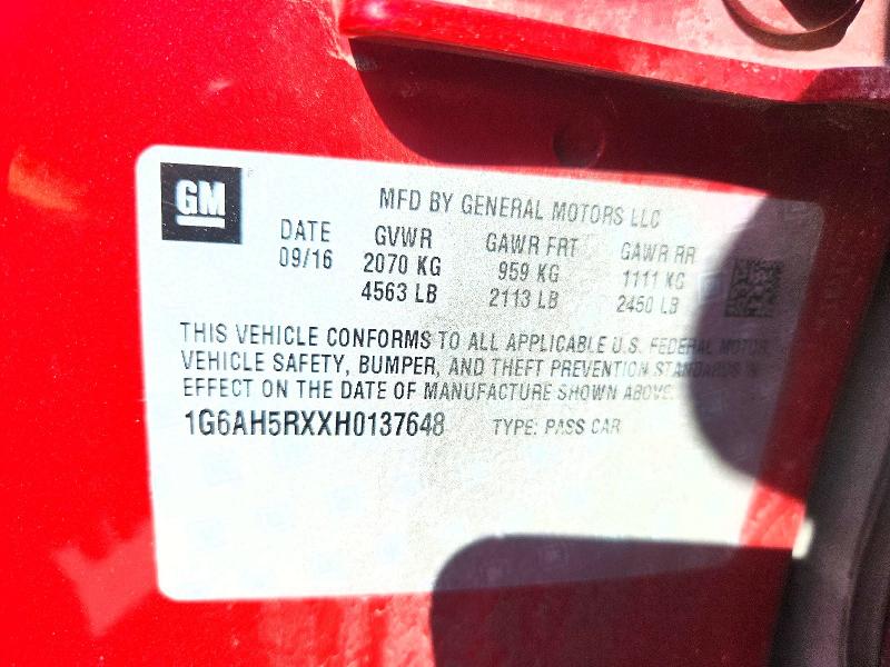 Продажа на аукционе авто 2017 Cadillac Ats, vin: 1G6AH5RXXH0137648, номер лота: 46855566