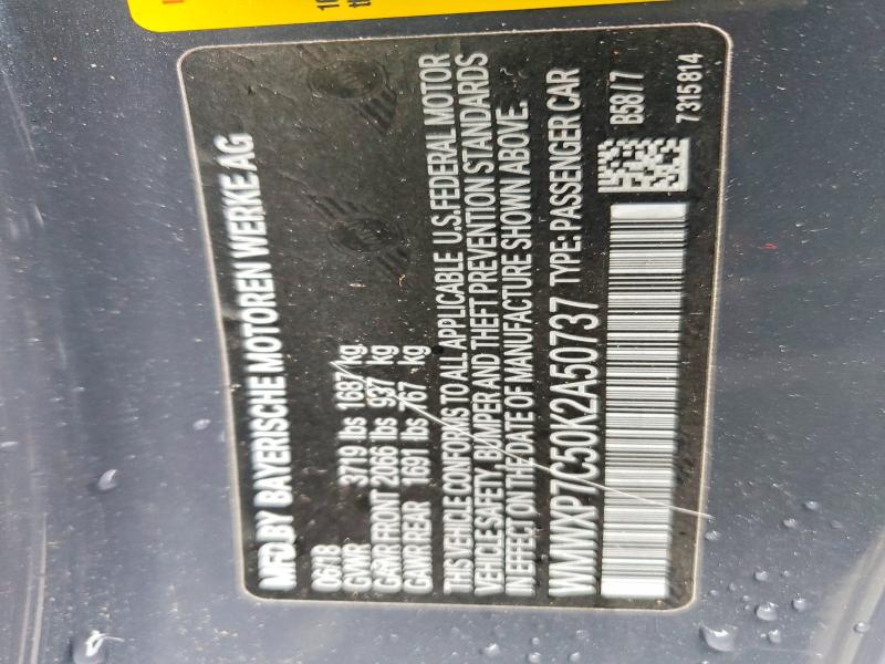 Aukcja sprzedaży 2019 Mini Cooper, vin: WMWXP7C50K2A50737, numer aukcji: 41780856