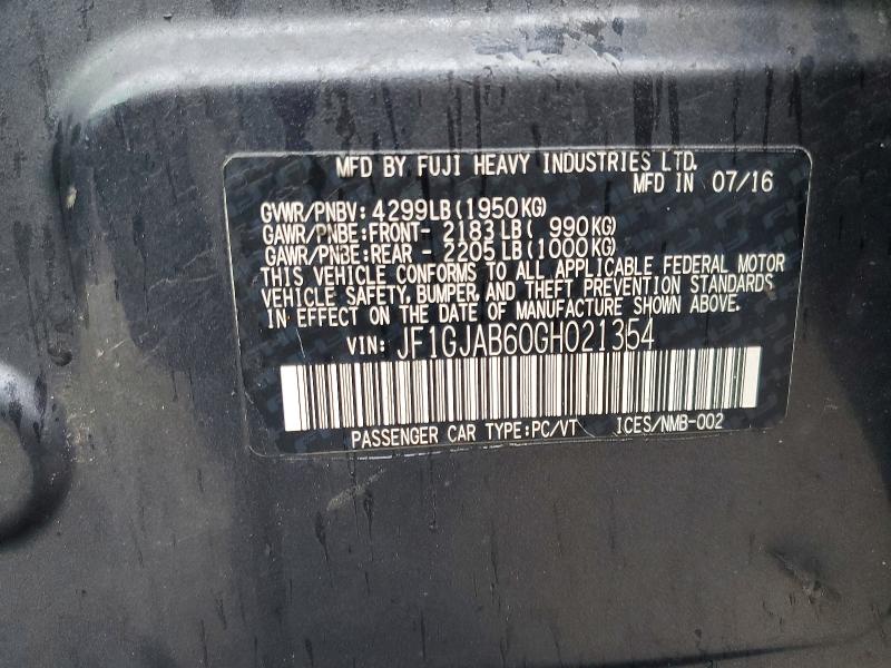 Aukcja sprzedaży 2016 Subaru Impreza, vin: JF1GJAB60GH021354, numer aukcji: 79899495