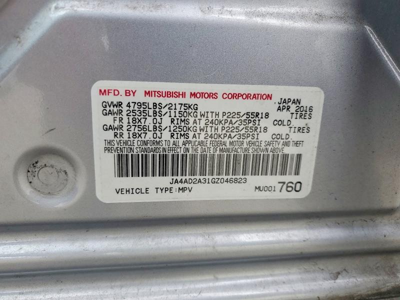 Продаж на аукціоні авто 2016 Mitsubishi Outlander, vin: JA4AD2A31GZ046823, номер лоту: 47136156