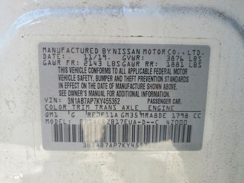 Продажа на аукционе авто 2019 Nissan Sentra, vin: 3N1AB7AP7KY455362, номер лота: 79675285