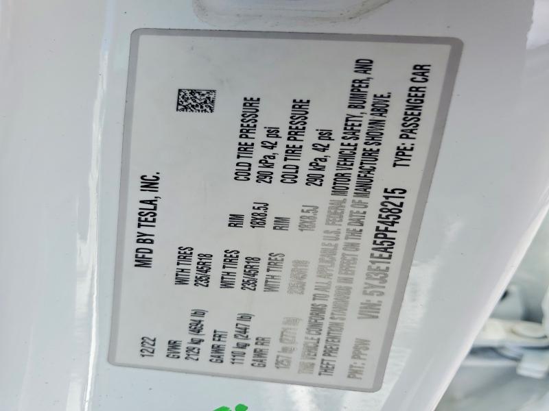 Продаж на аукціоні авто 2023 Tesla Model 3, vin: 5YJ3E1EA5PF458215, номер лоту: 79915185