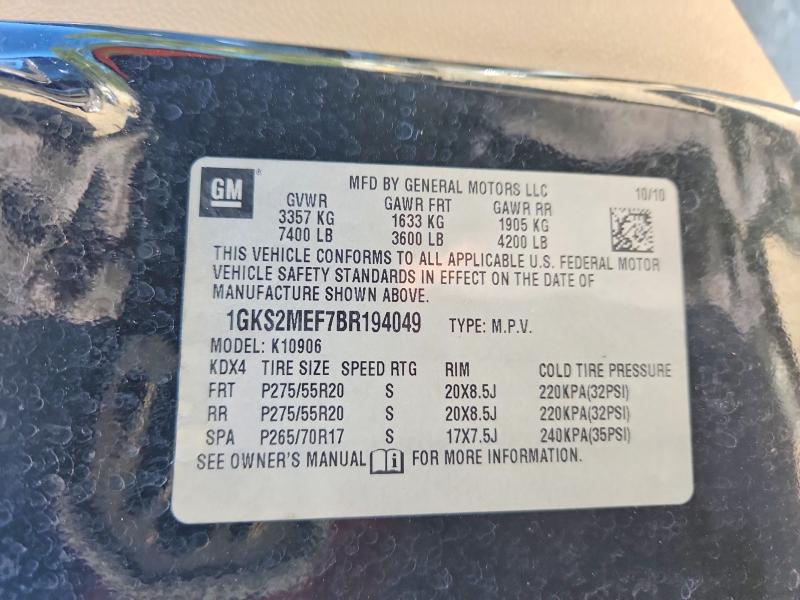 2011 Gmc Yukon Xl მანქანა იყიდება აუქციონზე, vin: 1GKS2MEF7BR194049, აუქციონის ნომერი: 46387976
