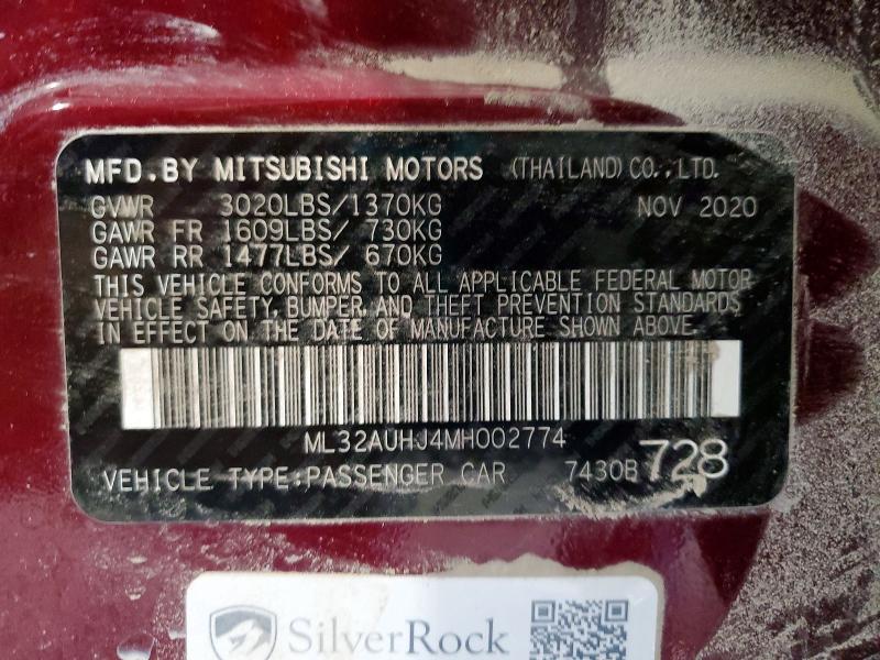Продаж на аукціоні авто 2021 Mitsubishi Mirage, vin: ML32AUHJ4MH002774, номер лоту: 76556605