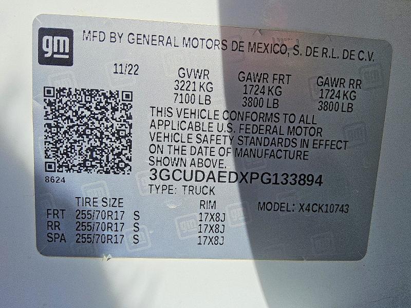 49593166 :رقم المزاد ، 3GCUDAEDXPG133894 vin ، 2023 Chevrolet Silverado مزاد بيع