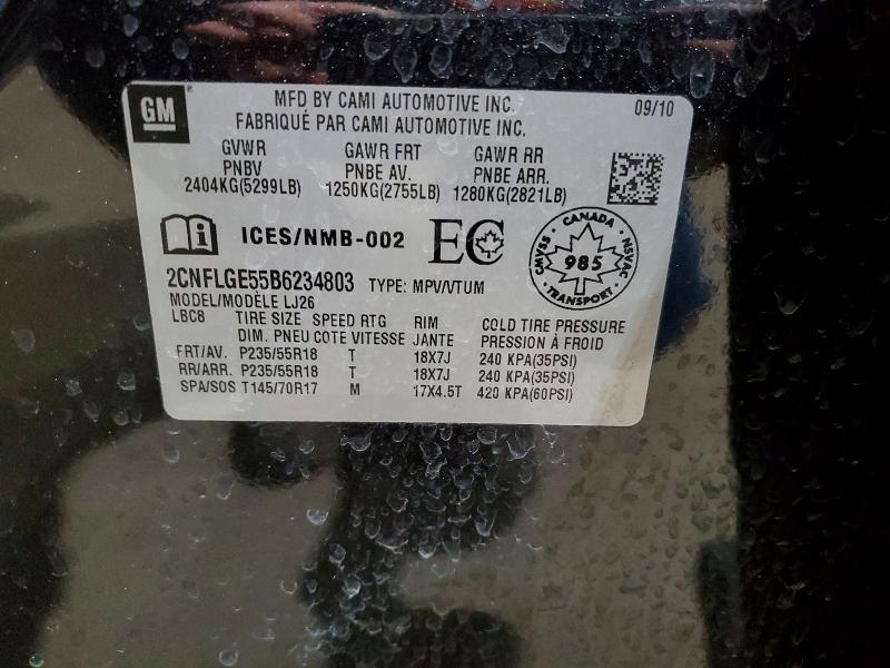 2011 Chevrolet Equinox მანქანა იყიდება აუქციონზე, vin: 2CNFLGE55B6234803, აუქციონის ნომერი: 79814905