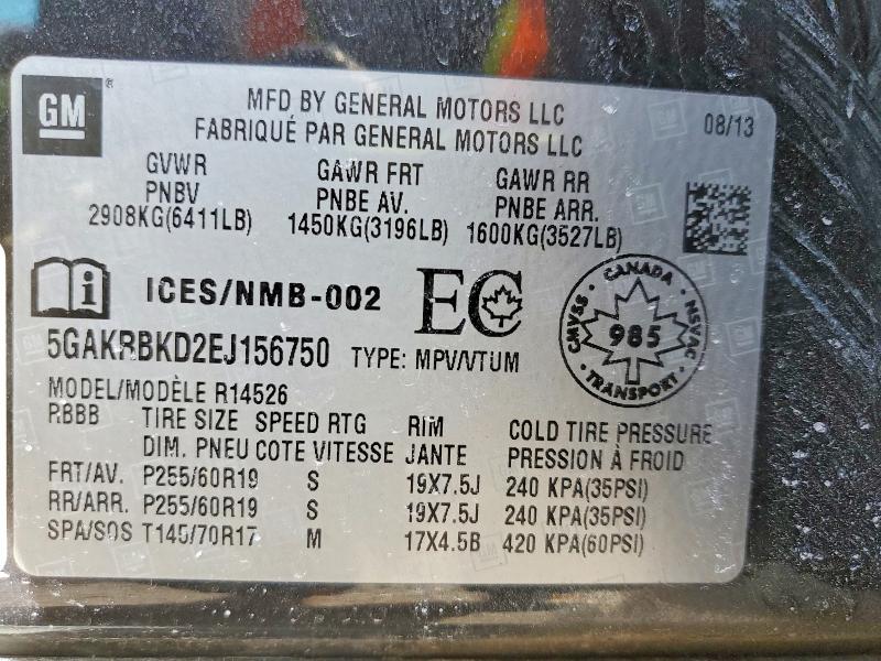 Aukcja sprzedaży 2014 Buick Enclave, vin: 5GAKRBKD2EJ156750, numer aukcji: 46888986