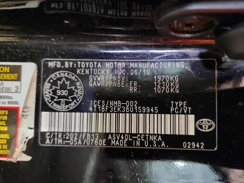 Aukcja sprzedaży 2011 Toyota Camry Xle 4dr, vin: 4T1BF3EK3BU159945, numer aukcji: 79662265