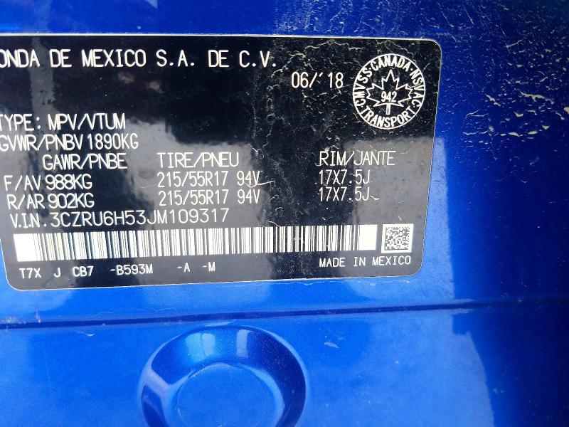Aukcja sprzedaży 2018 Honda Hr-v, vin: 3CZRU6H53JM109317, numer aukcji: 79352175